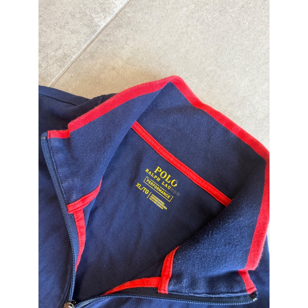 Polo Ralph Lauren Performance Mens XL Navy Blue Red Full Zip Track Jacket - Picture 4 of 11